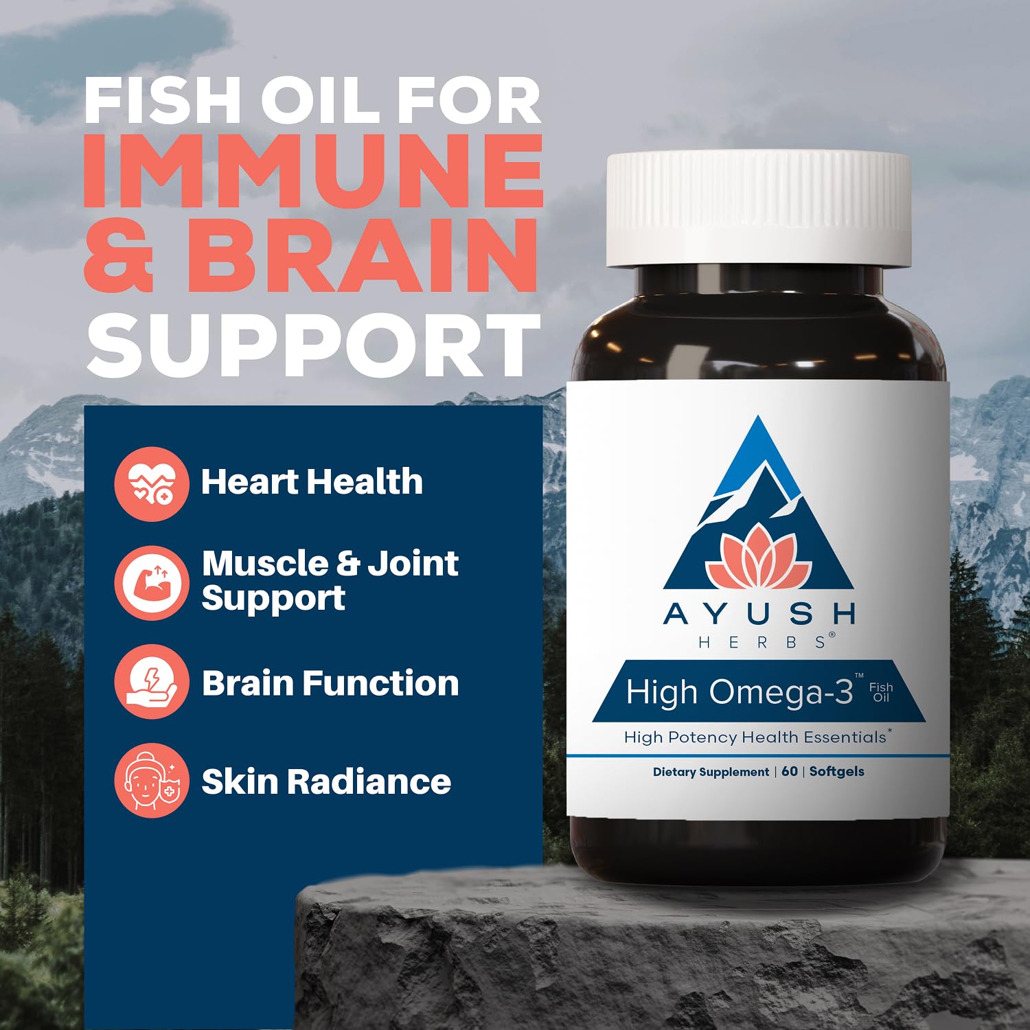 Ayush Herbs High Omega 3, 1000mg Per Capsule, Lemon Flavor, 60 Servings — Amazon image 2