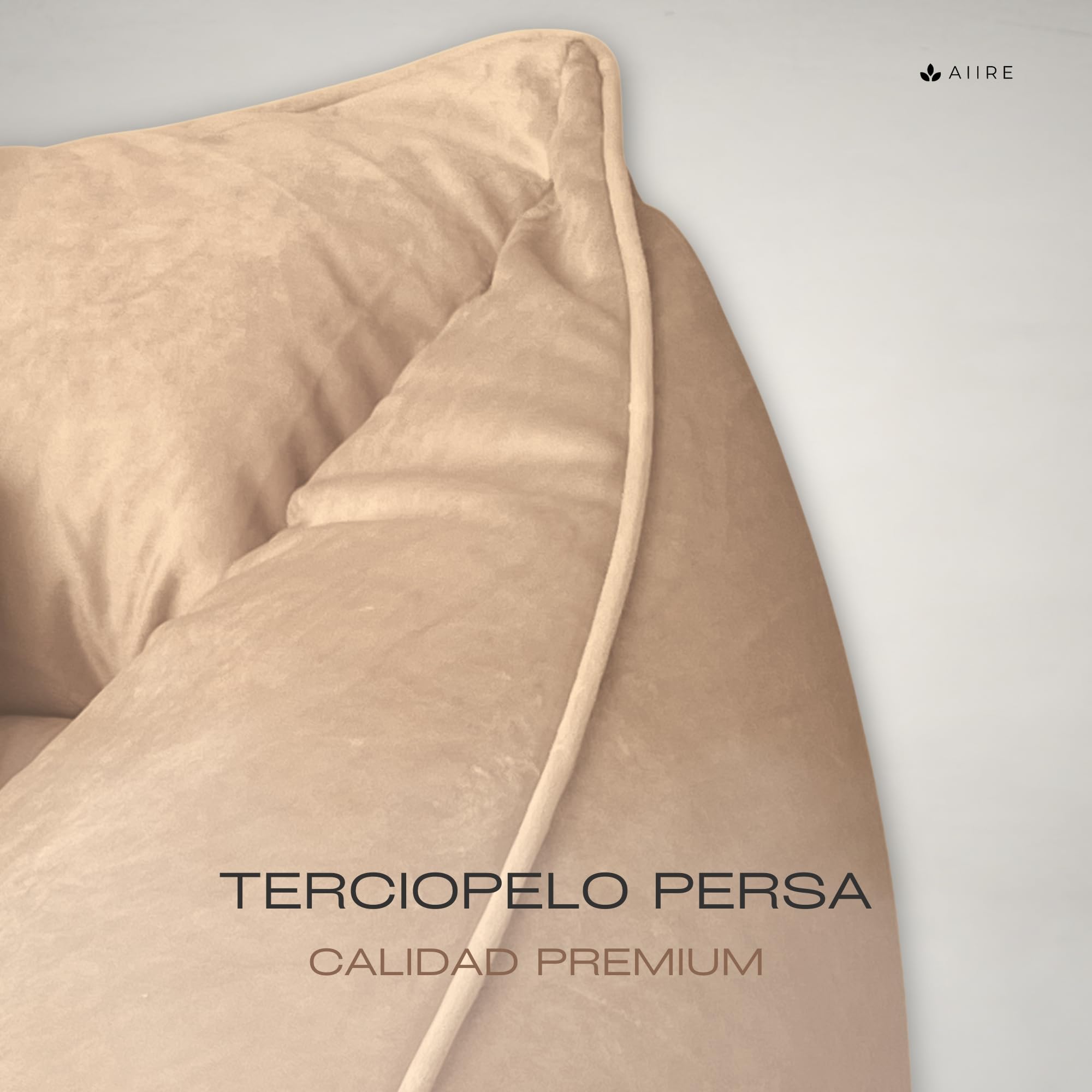 Aiire Sillón Puff con Relleno Incluido - Moderno Puf Salon, Dormitorio y Habitación Juvenil - Funda en Terciopelo Persa Desenfundable y Lavable - Bean Bag Infantil para Niños [70x70x60]