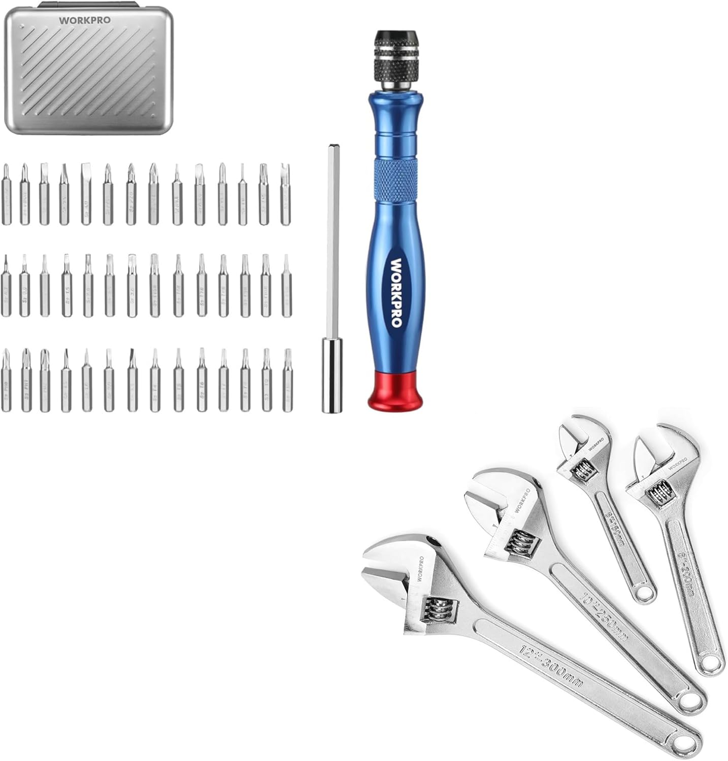 WORKPRO 44-in-1 Precision Screwdriver Sets 4-piece Adjustable Wrench Set