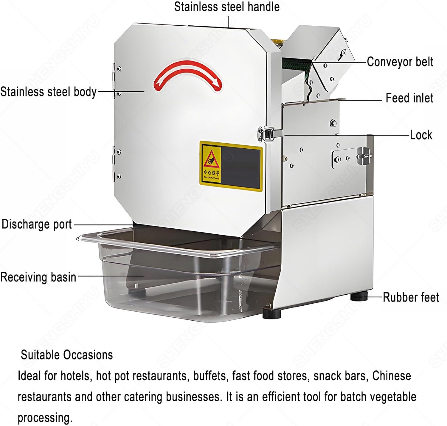 Commercial Scallion Chopping Machine200W Vegetable Chopper,Multifunctional Electric Vegetable Cutter Slicer with Adjustable Thickness 1.5-35mm,Cuts Segments,Slices,Rings