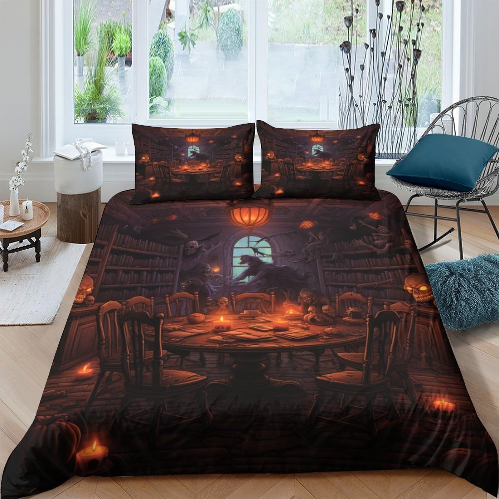 Housse de couette King Halloween en microfibre anti-plis pour grand lit 220x240 cm