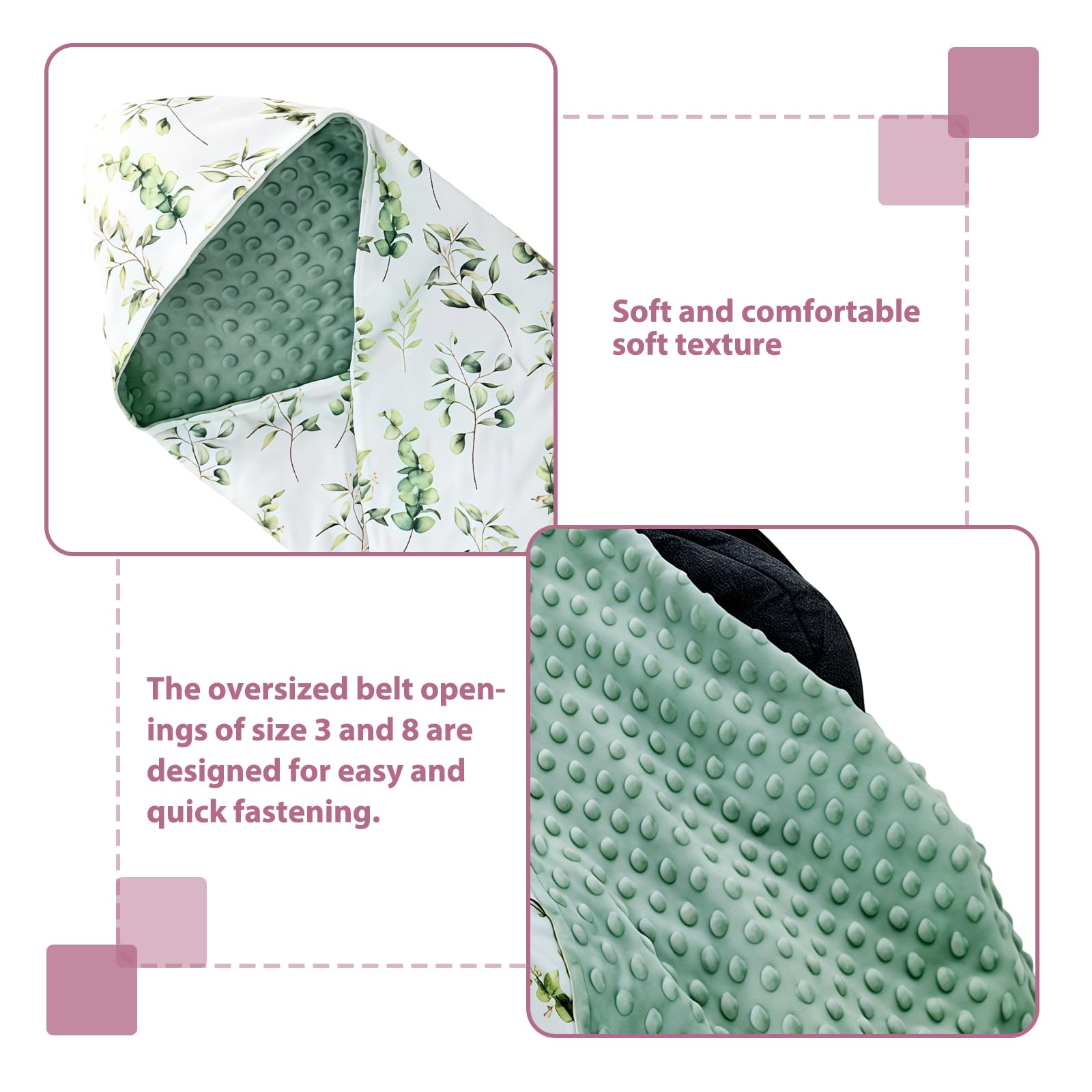 Couverture réversible pour bébé, en coton, universelle, double face, pour nacelle, poussette, siège auto, vert, 90 x 90 cm