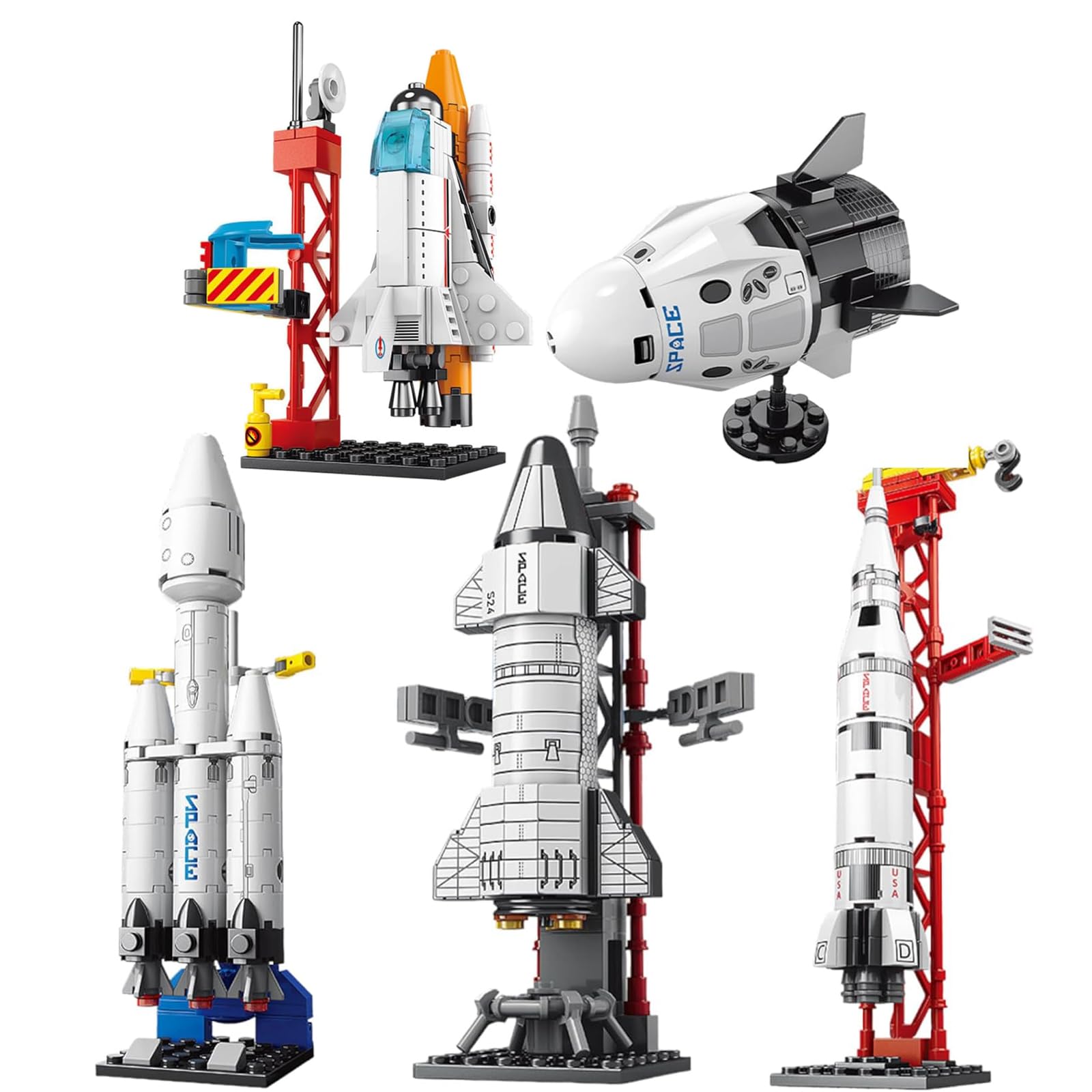 Spacex Exploration Space Station Building Blocks Set, Rocket Ship Launch, to Combine with Starter Course,Compatible with Major Brands (Spacex 474 PCS)