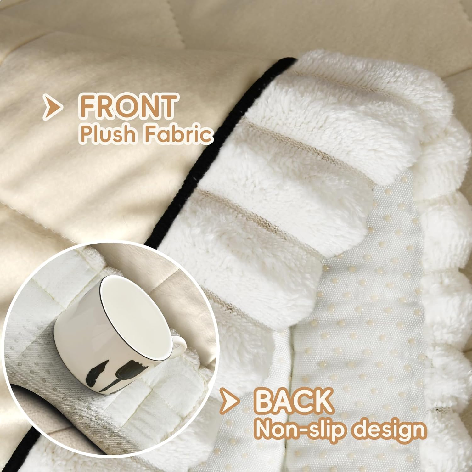 Arfntevss Plush Pet Couch Covers for Sofa Washable Fuzzy Dogs Love Seat Cover for 2 Cushion Couch Thick Soft Velvet Loveseat Sofa Slipcover Anti-Slip Protector (Fuzzy Grid Ivory White, 27.6" x 59")