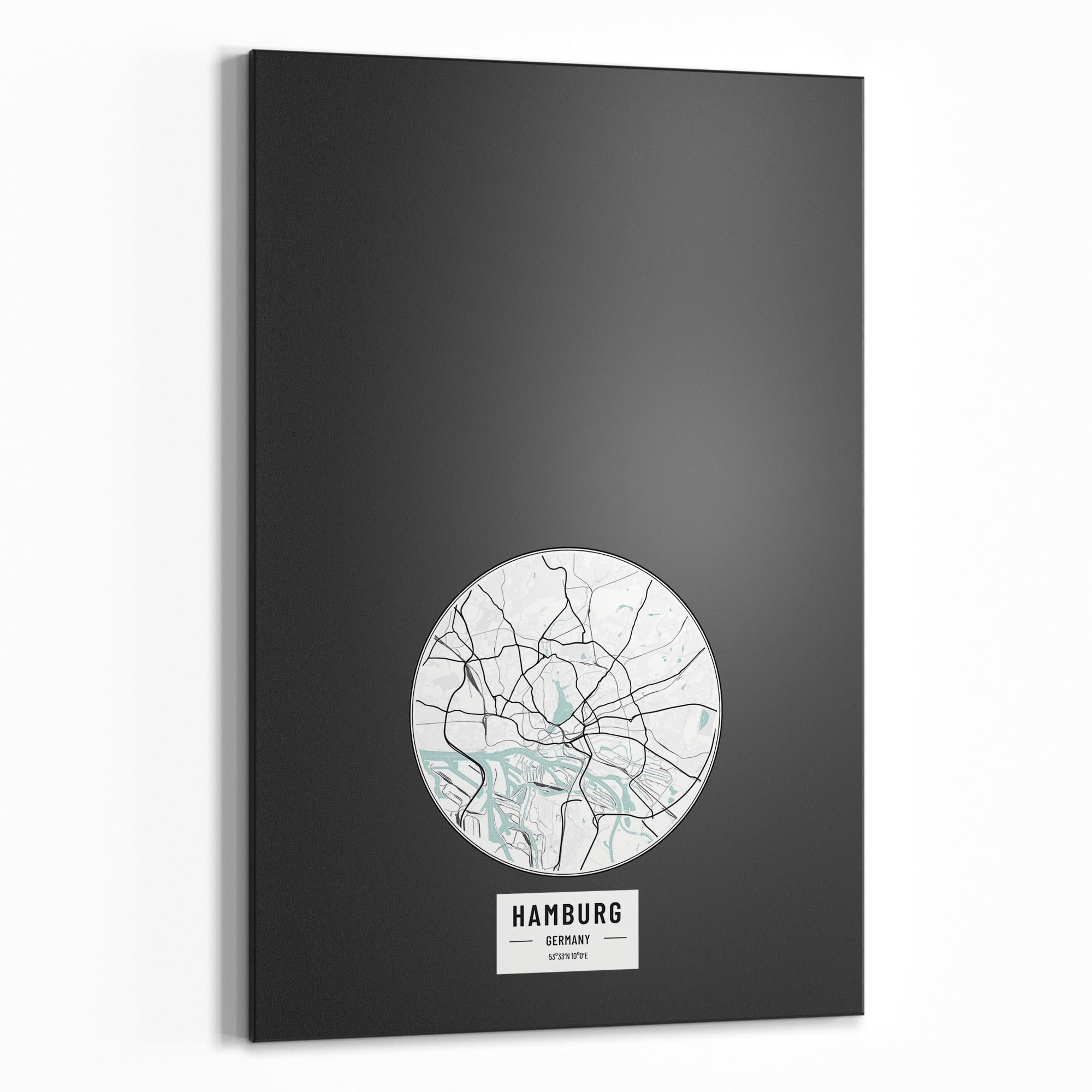 DEQORI Magnetyczna tablica do pisania kredą z nadrukiem UV | motyw "mapa miasta Hamburg" | wzór prostokątny 60 x 90 cm | metalowa tablica kredowa do pisania – dekoracja ścienna do kuchni, korytarza
