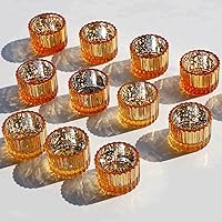 Vista 5 de VOHO 24 piezas portavelas votivos dorados para decoraciones navideñas, portavelas para velas de té centros de mesa dorados para mesa, portavelas