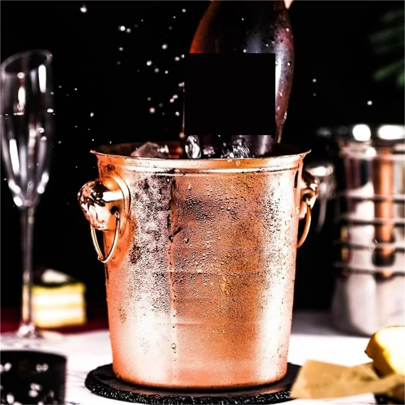 Cubo de hielo de acero inoxidable con forma de cabeza de tigre, cubo for champán, cubos for enfriar cerveza y vino tinto, enfriador de lujo, herramientas for bar en casa Per Casa, Bar(Copper 5000ml)