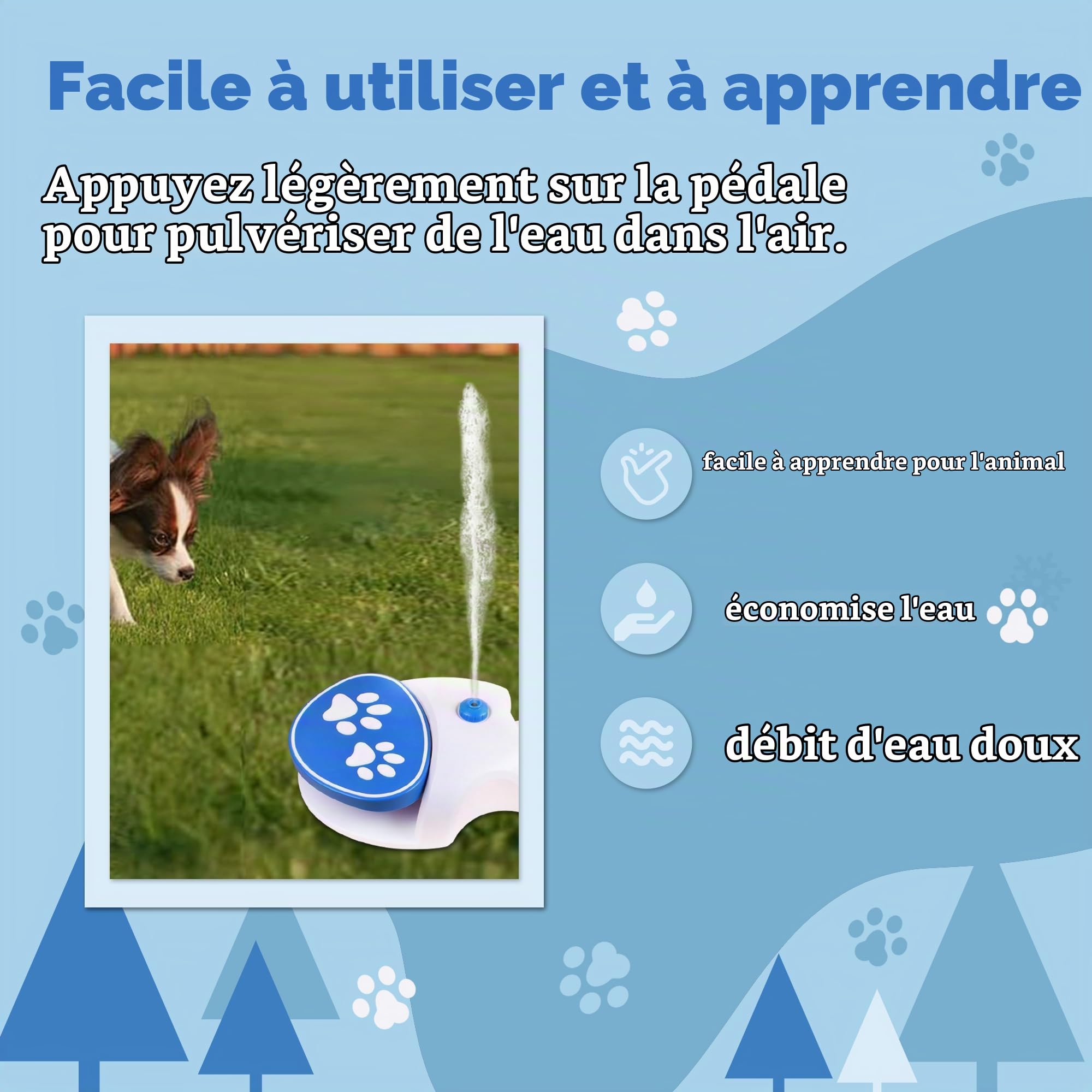 Gugxiom Fontaine Jet Eau Chien, Jeu d'eau pour Chien | Système de Distribution d'eau pour Les Pattes pour de l'eau fraîche