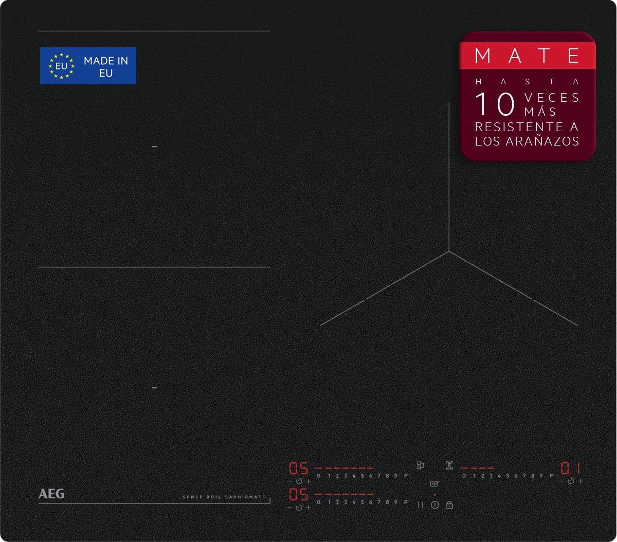 AEG TI63IQ10IZ Placa de Inducción 60 cm, 3 Zonas, SaphirMatt Negro Mate