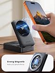 Lamicall 3 in 1 Qi2 Certified Charging Station for Apple - Foldable Wireless Charger Stand for Mag Safe Portable, Travel Fast Magentic Nightstand for iPhone 17, 16, 15, 14, 13, Apple Watch, Mom Gift
