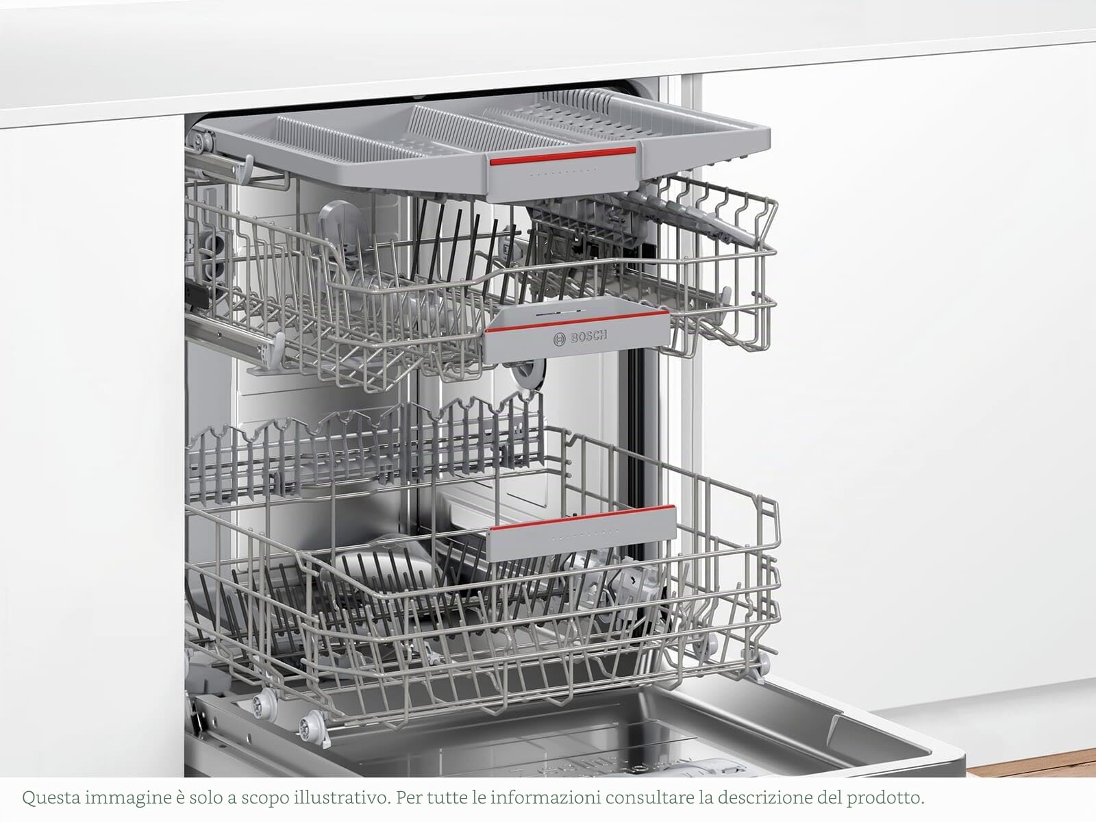 Bosch Elettrodomestici SMI6YCS02E, Serie 6, Lavastoviglie da incasso con frontalino, Asciugatura impeccabile e consumi ridotti, Home Connect, Diagnostica da remoto, 60 cm, Acciaio