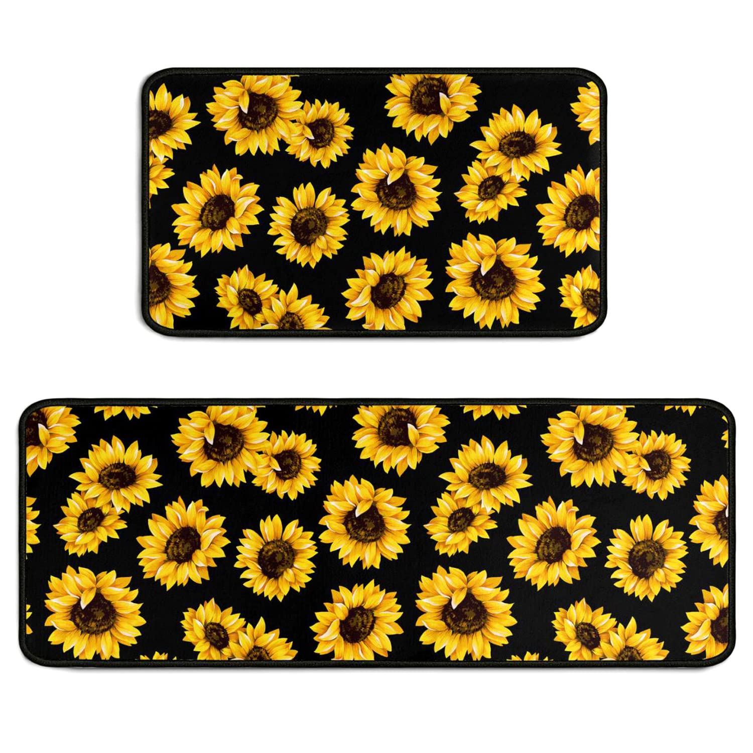 Dcohluk 2 Pieces Sunflower Kitchen Decoration Rug Set, Washable Waterproof Kitchen Mats and Kitchen Sink Runner Rug, Farmhouse Style Decor Indoor 17"