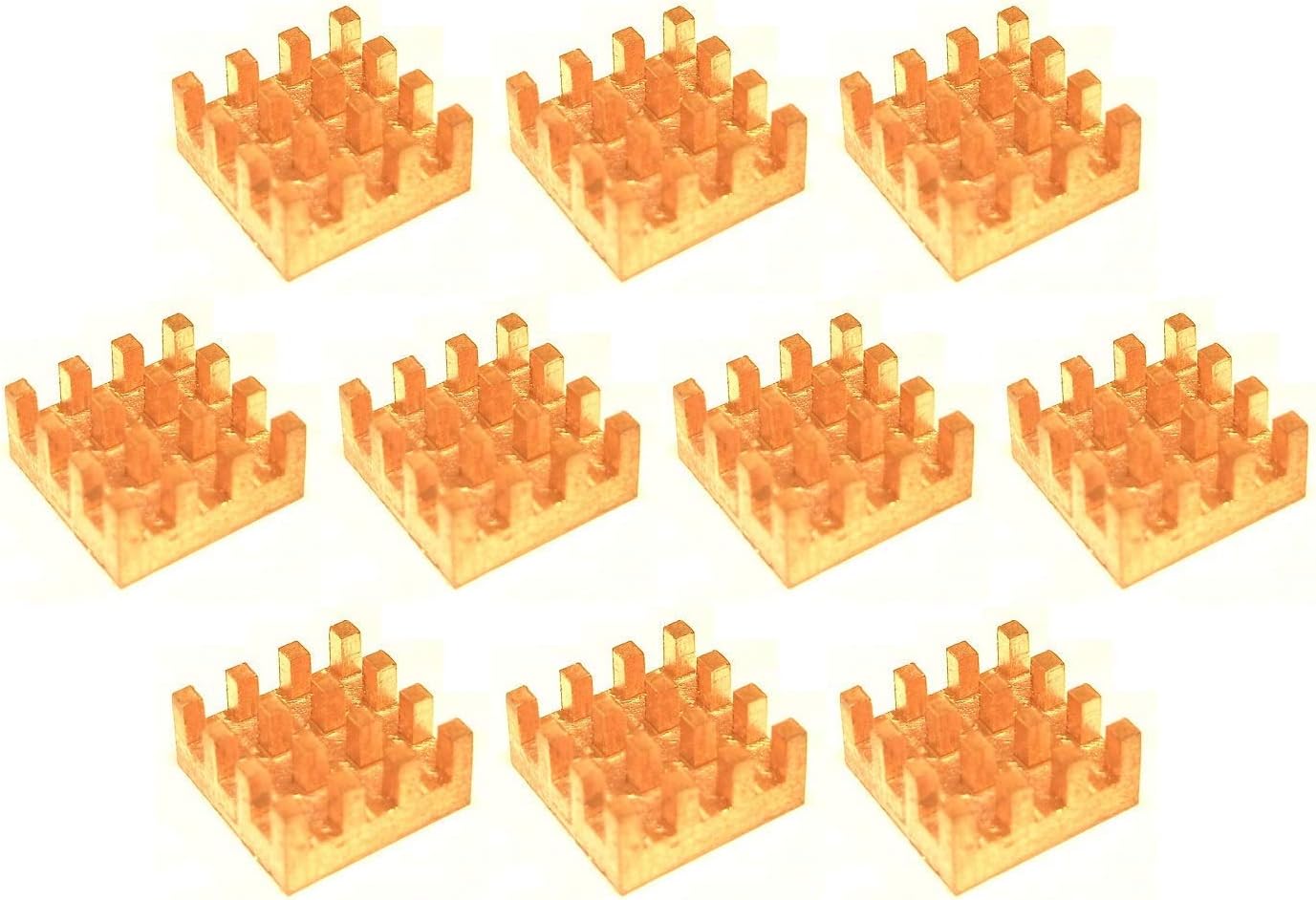 Easycargo 10 Pieces VRM Copper Heatsink Kit + Thermal Conductive Adhesive Tape, mini Small Cooler Heat Sink for Cooling VRM GPU Stepper Driver MOSFET Regulators (Copper 9mm x 9mm x 4mm)