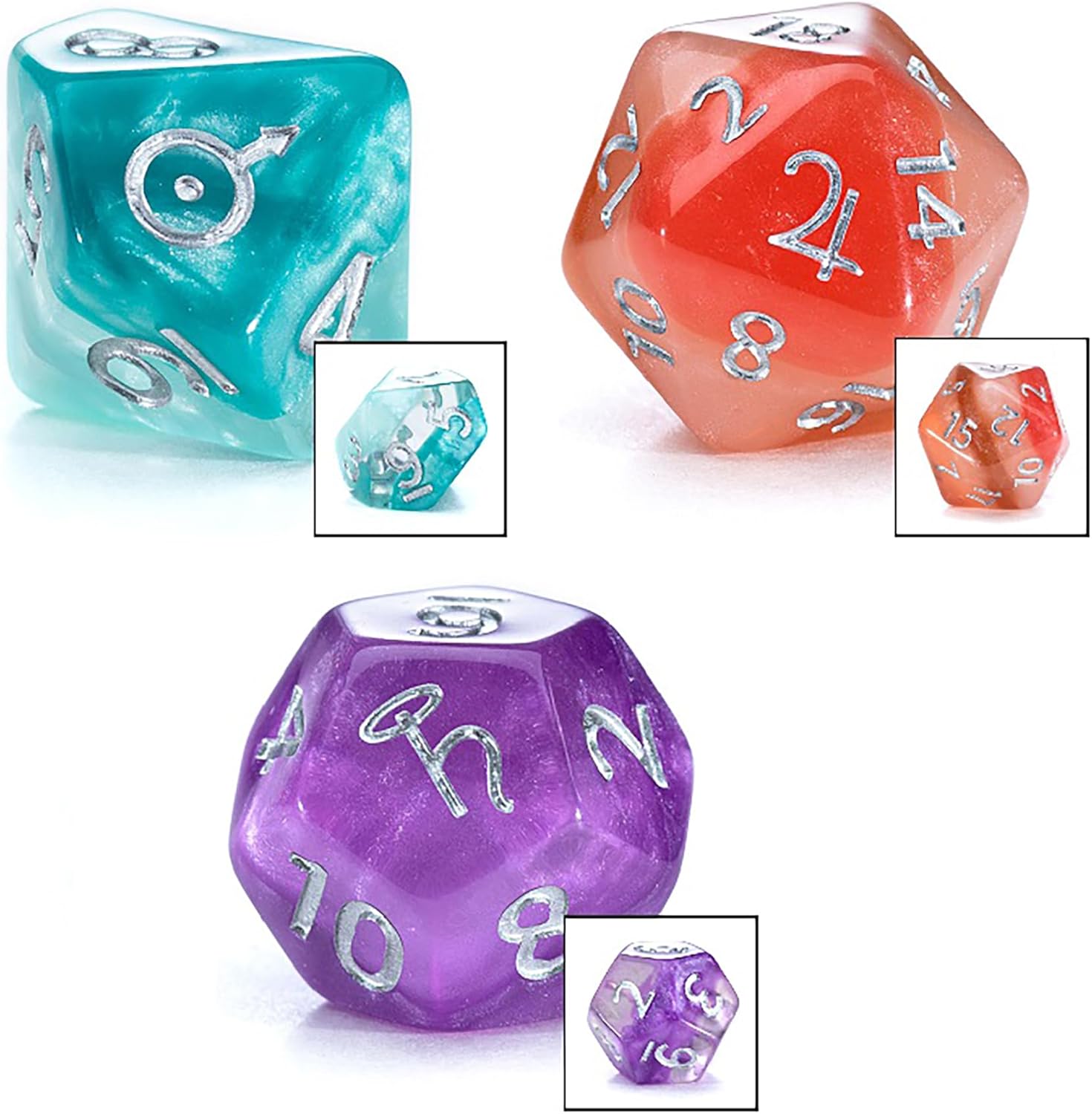 Gate Keeper Games & Dice: Solar System Dice - 14pc RPG Resin Set, Unique Die for Each Planet Or Solar System Object, Greek-Medieval Astronomy Symbols