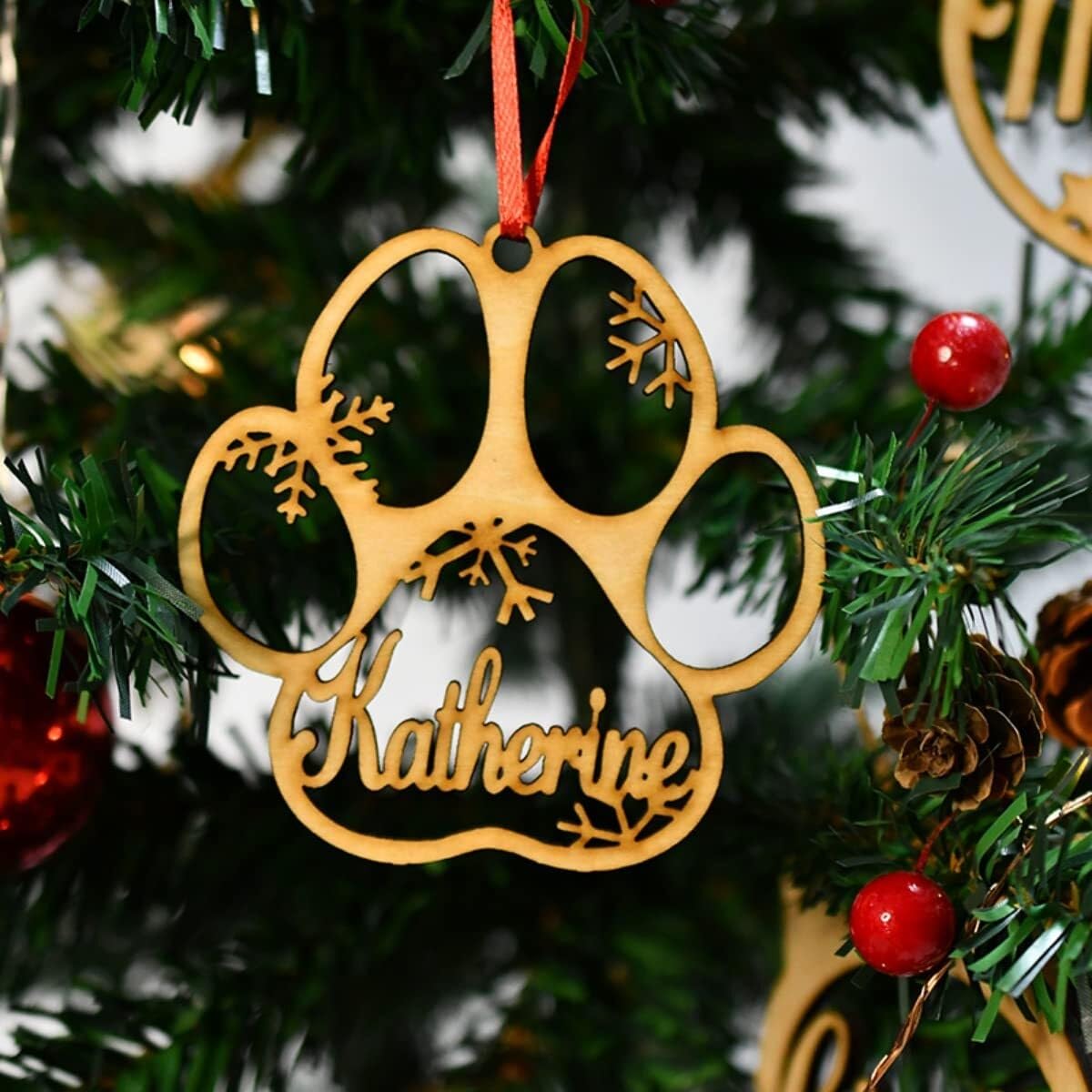 Personalized Cat/Dog Name Christmas Ornaments Tags， Personalized Christmas Tree Decoration, Bauble For Your Pet Dog Or Cat, Pet Memorial Personalized Dog Cat 2024 Ornament| Paw Ornament(N1,1PCS)