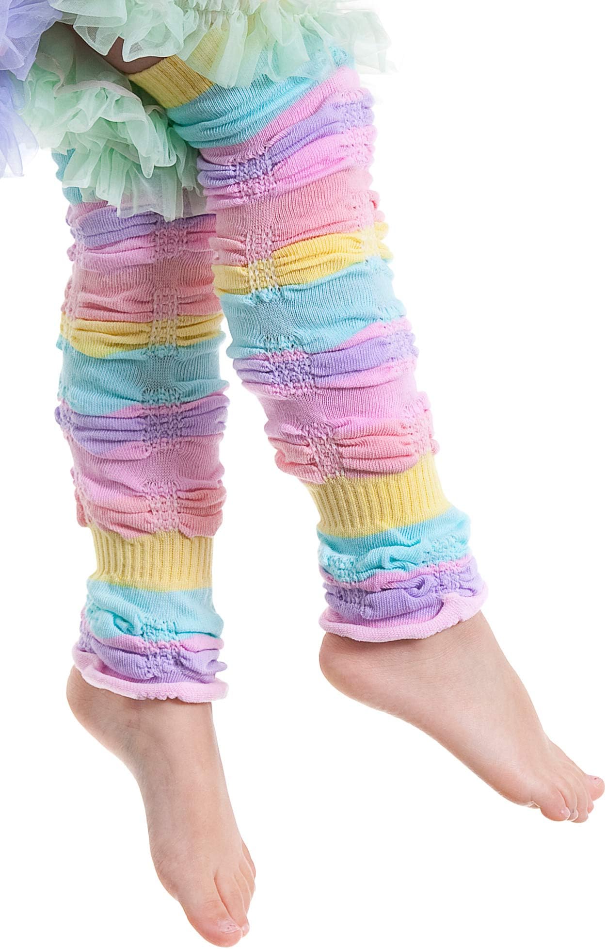 Baby & Toddler Girls Pastel Sherbet Stripe Ruffled Legruffle Leg Warmers