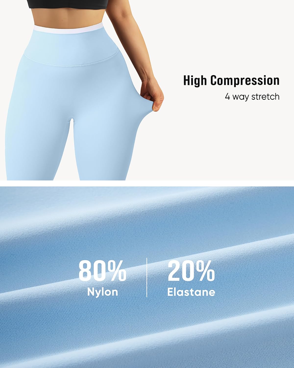 OMKAGI Double Layer High Waisted Workout Leggings for Women Tummy Control Gym Yoga Pants with Pocket
