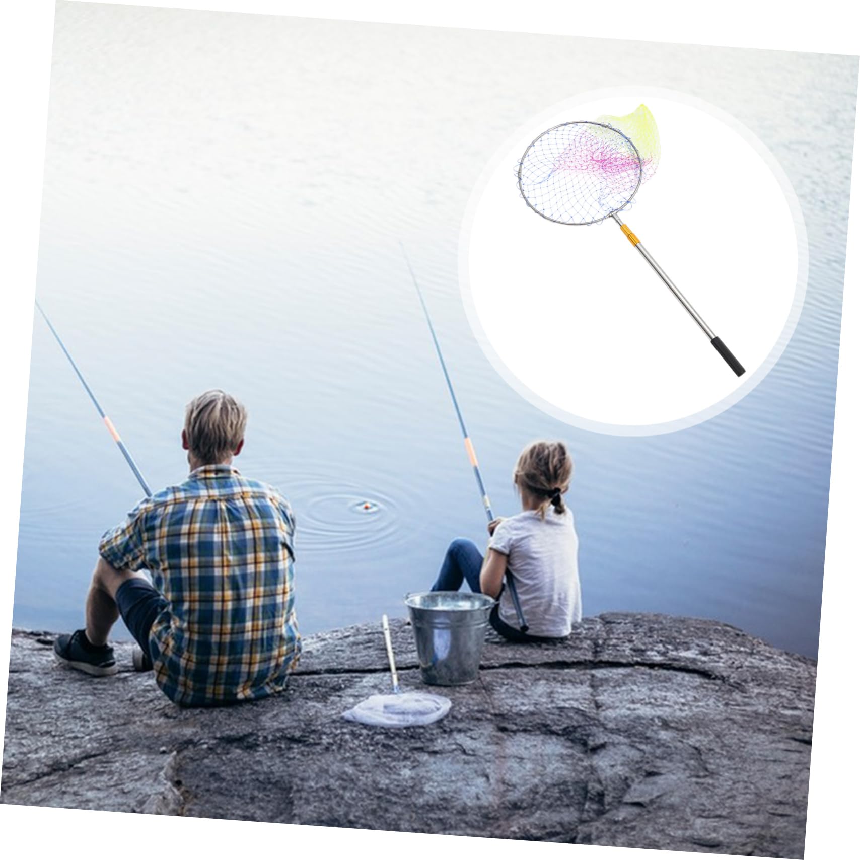 YARNOW Épuisette de Pêche Télescopique en Acier Inoxydable 1, 5m Pliable