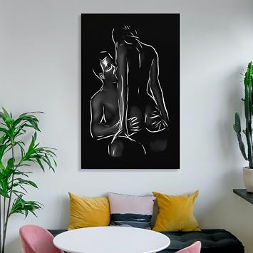 Sexy Line Art Nude Couples Posters, Canvas Wall Art for Bedroom Modern Decor
