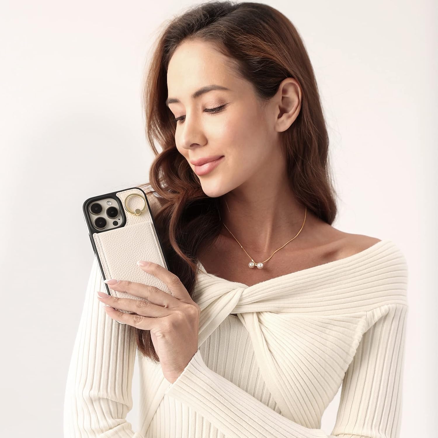 Keallce Case for iPhone 14 Pro 6.1'', Detachable Crossbody Wallet Case with RFID Blocking Card Slots, 360ｰStand Ring, Flip Leather Protective Cover Lanyard Shoulder Strap Women for iPhone 14 Pro,Beige - Image 7