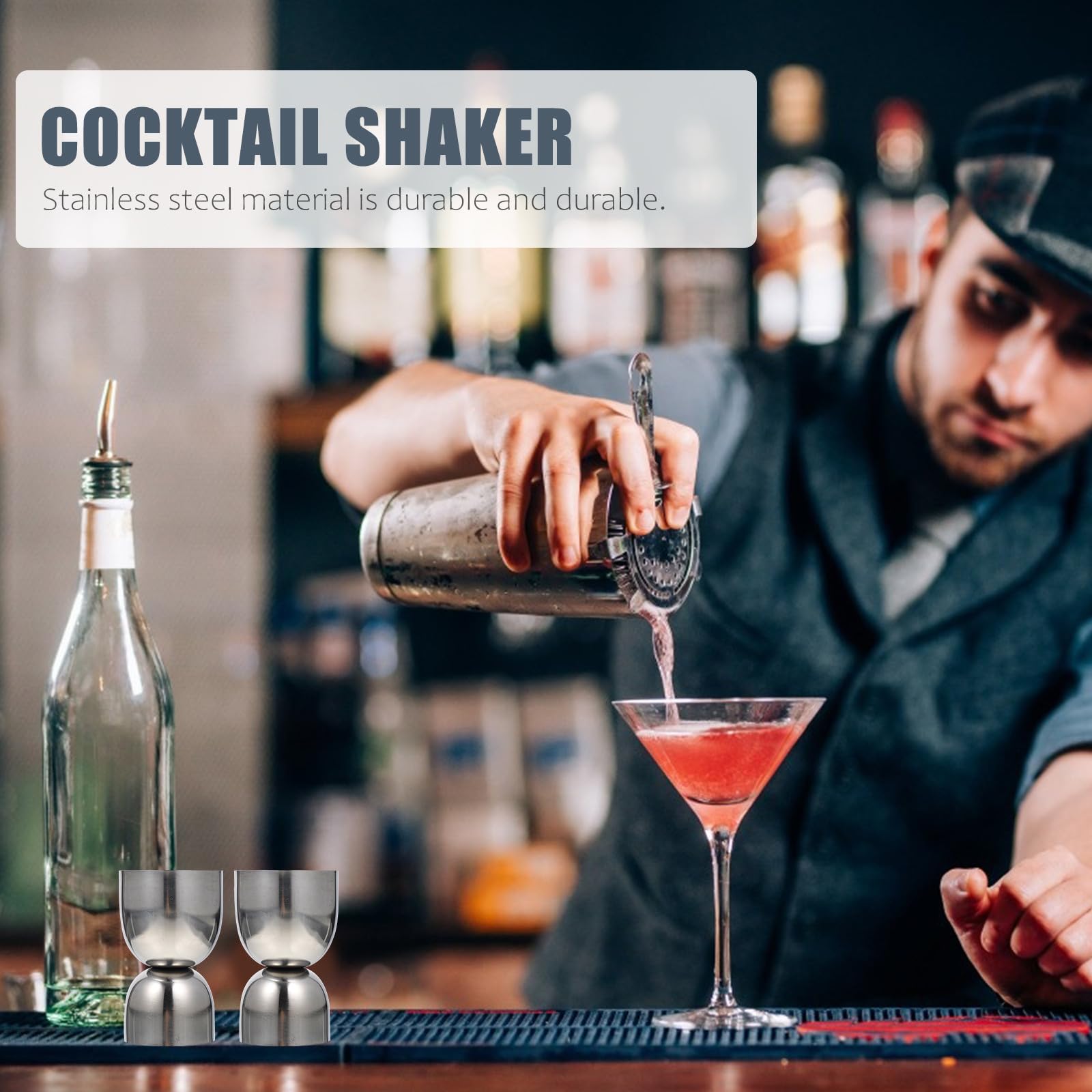 HEMOTON Ensemble Professionnel de 12 Pièces pour Shaker à Cocktails en Acier Inoxydable, Portable Bar ou Maison