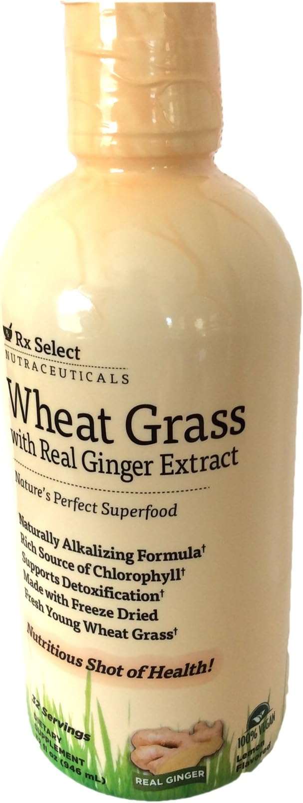 Rx Select Nutraceuticals Wheat Grass with Real Ginger Extract 32 Fl Oz
