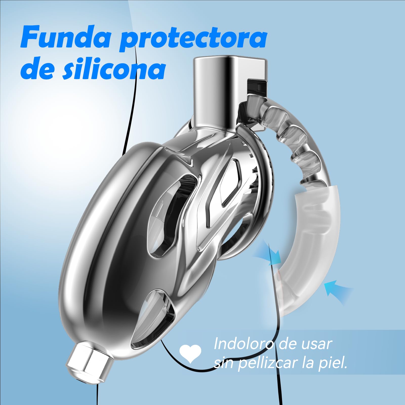 Jaula de castidad masculina juguetes sexuales para adultos Chastity cage jaula de pene Himitsuna grande y ligera con catéter uretral suave y 7 tamaños ajustables, equipo de bondage BDSM para hombres