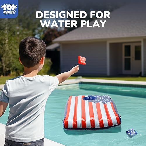 Miniatura 8 de TOY Life Juego de 2 juegos inflables para juegos de piscina, juego de cornhole flotante para adultos, niños y familia, juegos acuáticos para