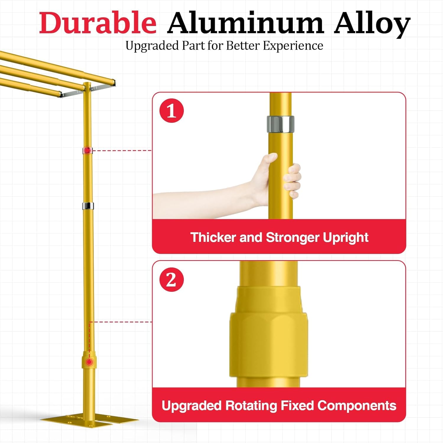 EMART Backdrop Stand Heavy Duty 12x10Ft,Three Crossbar Pipe and Drape Photo Background Support Kit, Adjustable Metal Frame with Flat Base for Wedding Birthday Party Decorations-Gold