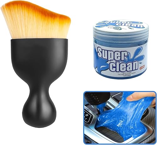 Cepillo para herramientas de limpieza interior del automóvil, sin arañazos, kit de herramientas de detallado automático con gel de limpieza de
