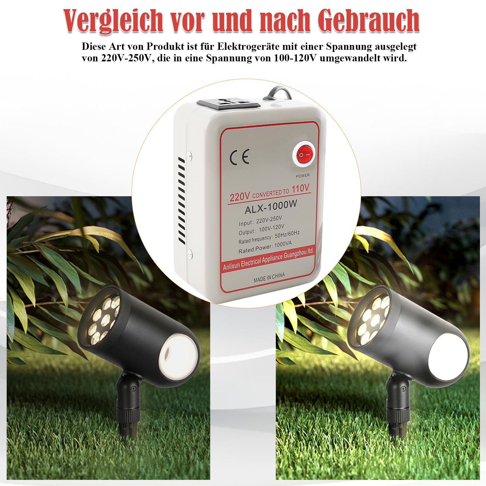 Wandler Konverter Transformer Spannungswandler Transformator 220V-250V auf 100V-120V Wandler Umwandler Converter,Step Down Konverter Transformer(1000W)