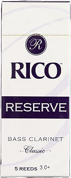 Rico Reserve Classic Bass Clarinet Reeds, Strength 3.0+, 5-pack