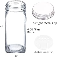 Vista 6 de SWOMMOLY Spice Rack Organizer with 24 Empty Glass Spice Jars, 396 Spice Labels with Chalk Marker and Funnel Complete Set, for Countertop, Cabinet or