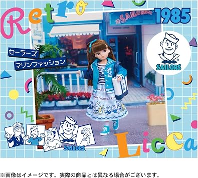 Takara Tomy TAKARA TOMY Lica-chan Doll Retro Lica Sailors Marine Fashion Dress-up Pretend Play Toy for Ages 3 and Up