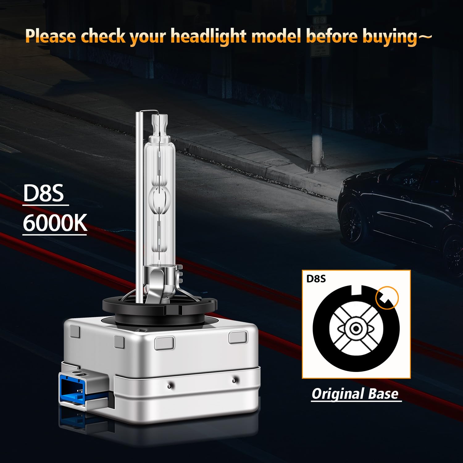 Bombillas Xenón D8S 35W 6000K Blanco Puro 12V HID Faros Coche Alto/Bajo, 2 Unidades