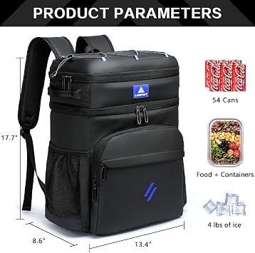Laripwit Cooler Backpack 54 Cans Insulated Cool Bag Rucksack Leak-Proof Picnic Backpack for Men Women - Perfect Large Soft Cooler Rucksack for Travel, Camping, Lunch, Beach