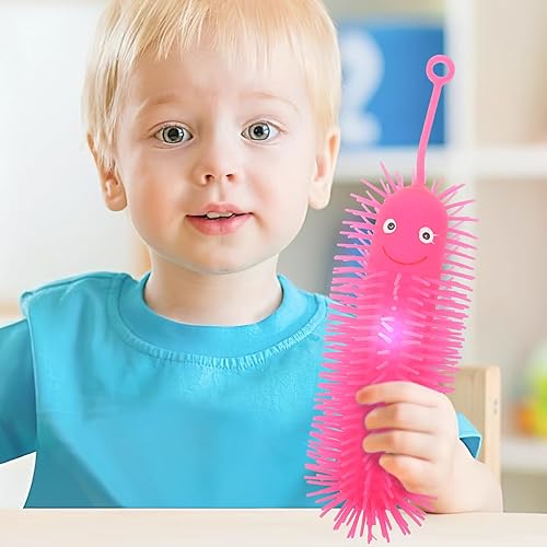 Miniatura 8 de NUOBESTY Juguetes brillantes de oruga – 4 juguetes luminosos para apretar para niños, gusanos acolchados creativos para aliviar el estrés, perfectos