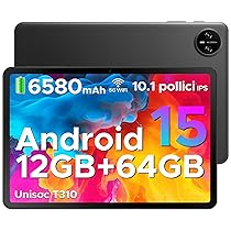 DOOGEE Tab A9 Android 15 Tablet 10 Pollici, 12(3+9) GB RAM + 64GB ROM (TF 2TB), 6580mAh Batteria, 5G+2.4G WiFi, 1280 * 800 IPS, BT5.0, 5MP+8MP, Tablet in Offerta Unisoc T310 Quad Core, OTG, Face Unlock