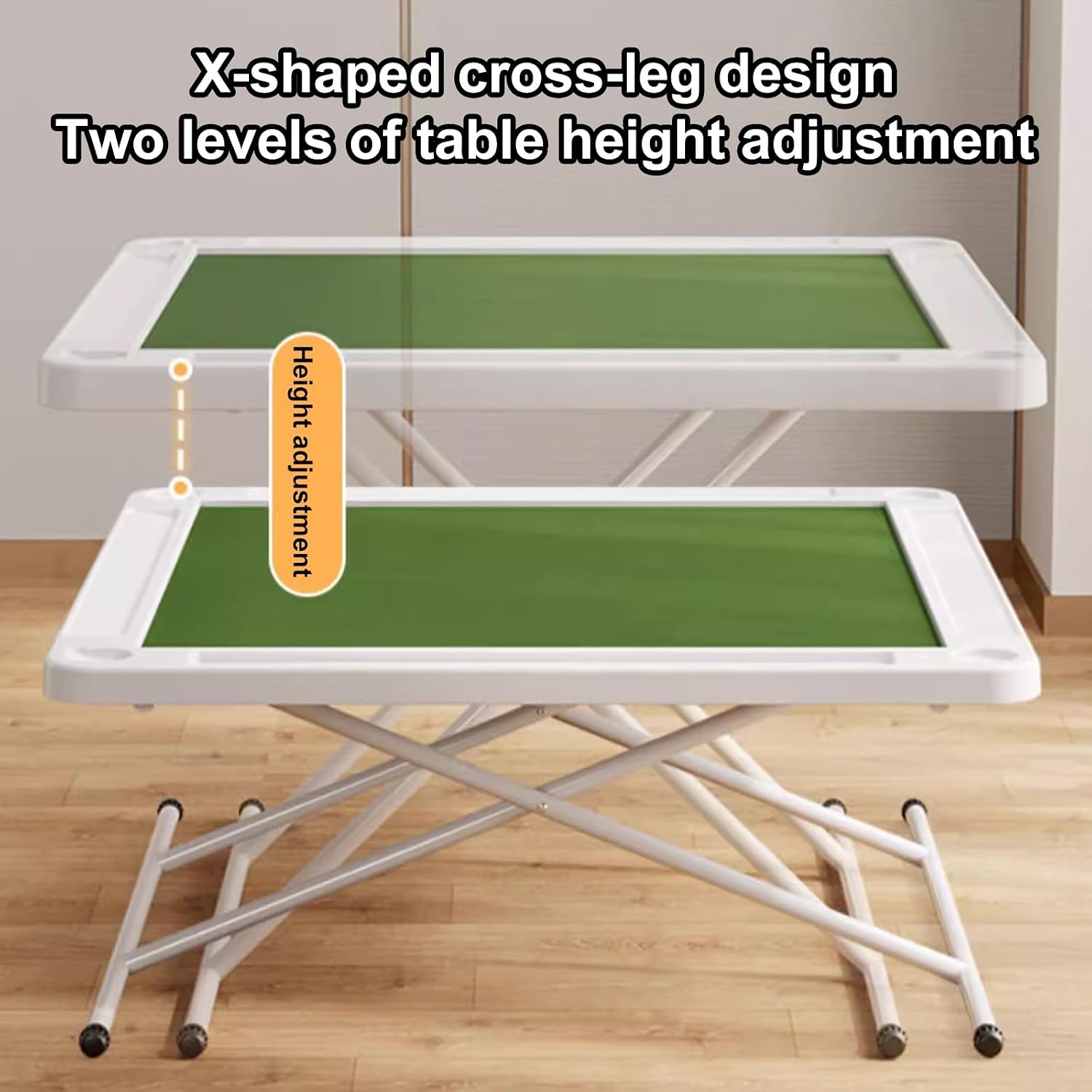 35.5" Mahjong Table, Square Folding Card Table Foldable with Green Felt, Chip Trays and Cup Holders, Portable Domino Game Tables for Poker Domino(102 * 102cm)