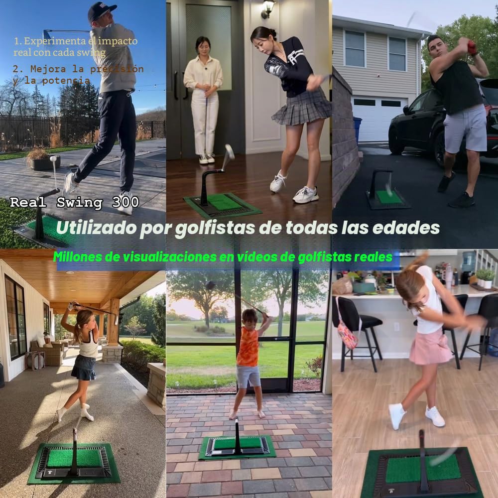 WINNERSPIRIT Real Swing 300, Ayuda de Entrenamiento de Swing de Golf, Verdadero Impacto, el Camino a confirmar, Altura Ajustable, construcción Resistente, Entrenador de Columpio, portátil