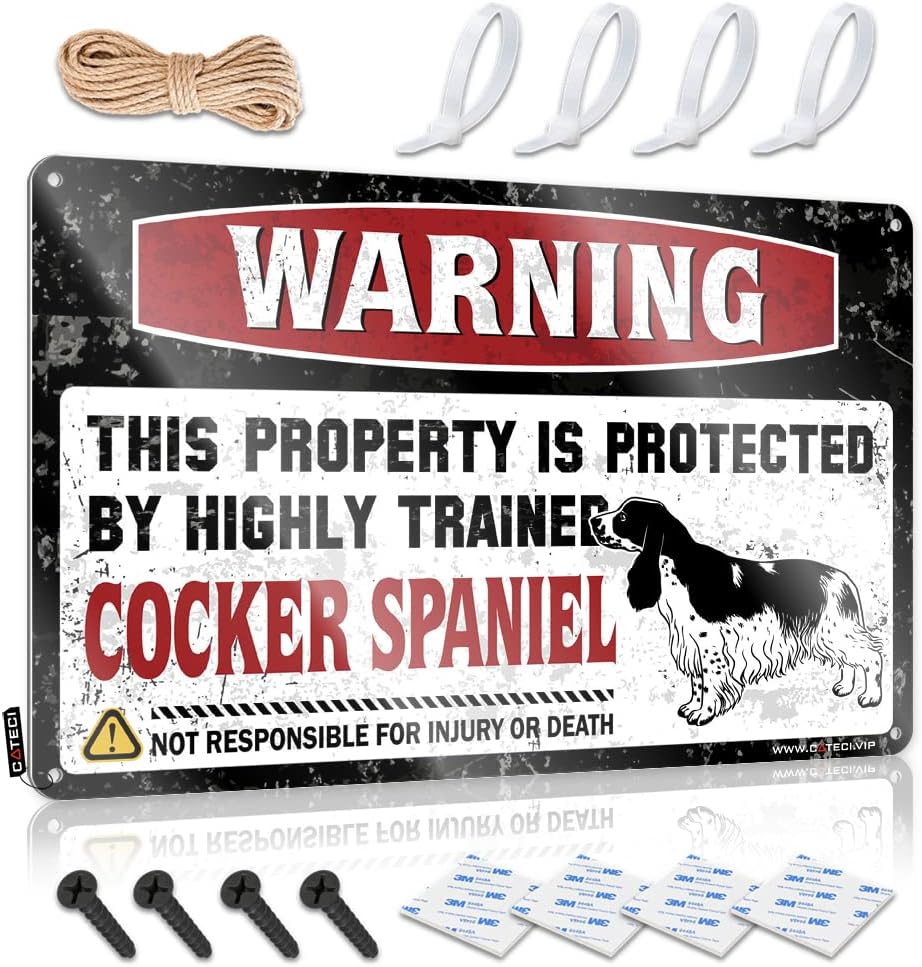 Metal Tin Sign Warning This Property is Protected By A Highly Trained