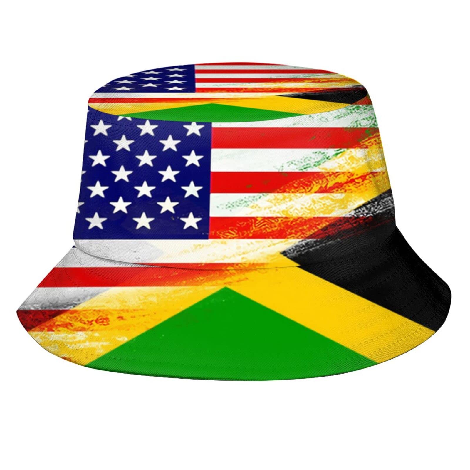 Jamaican Flag Bucket Hat Cute Fisherman Hat Jamaica Flag Bucket Hats Sun Hat for Fishing Hiking Camping