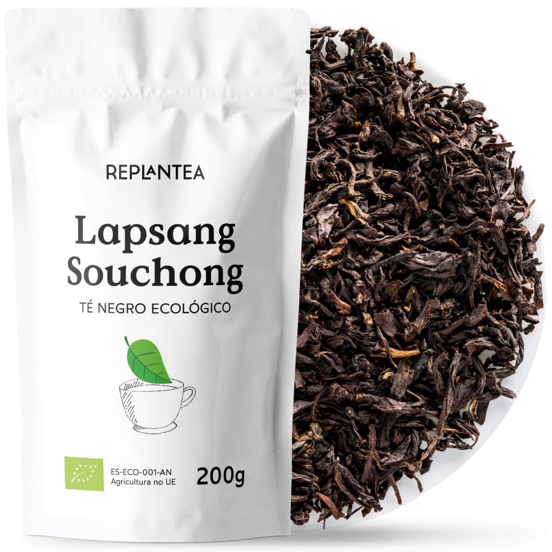 LAPSANG SOUCHONG Té Negro Ecológico 200g (+100 Tazas) | Té Negro Orgánico Ahumado Natural Sobre Brasas de Pino REPLANTEA