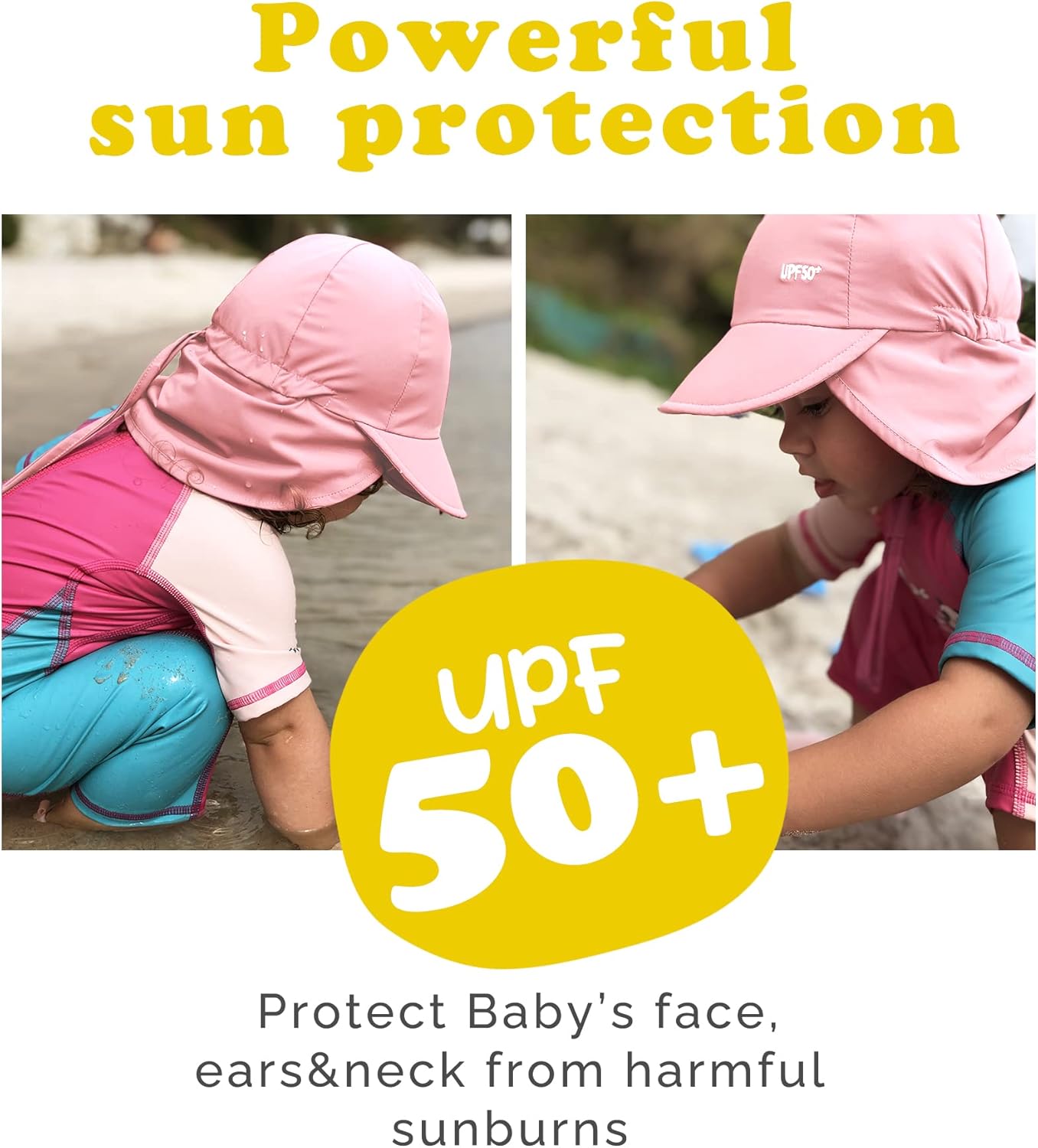 FURTALK Baby Sun Hat with Neck Flap UPF 50+ Adjustable Baby Boys Girls Summer Beach Hat for Traveling Swim Hat - Image 2