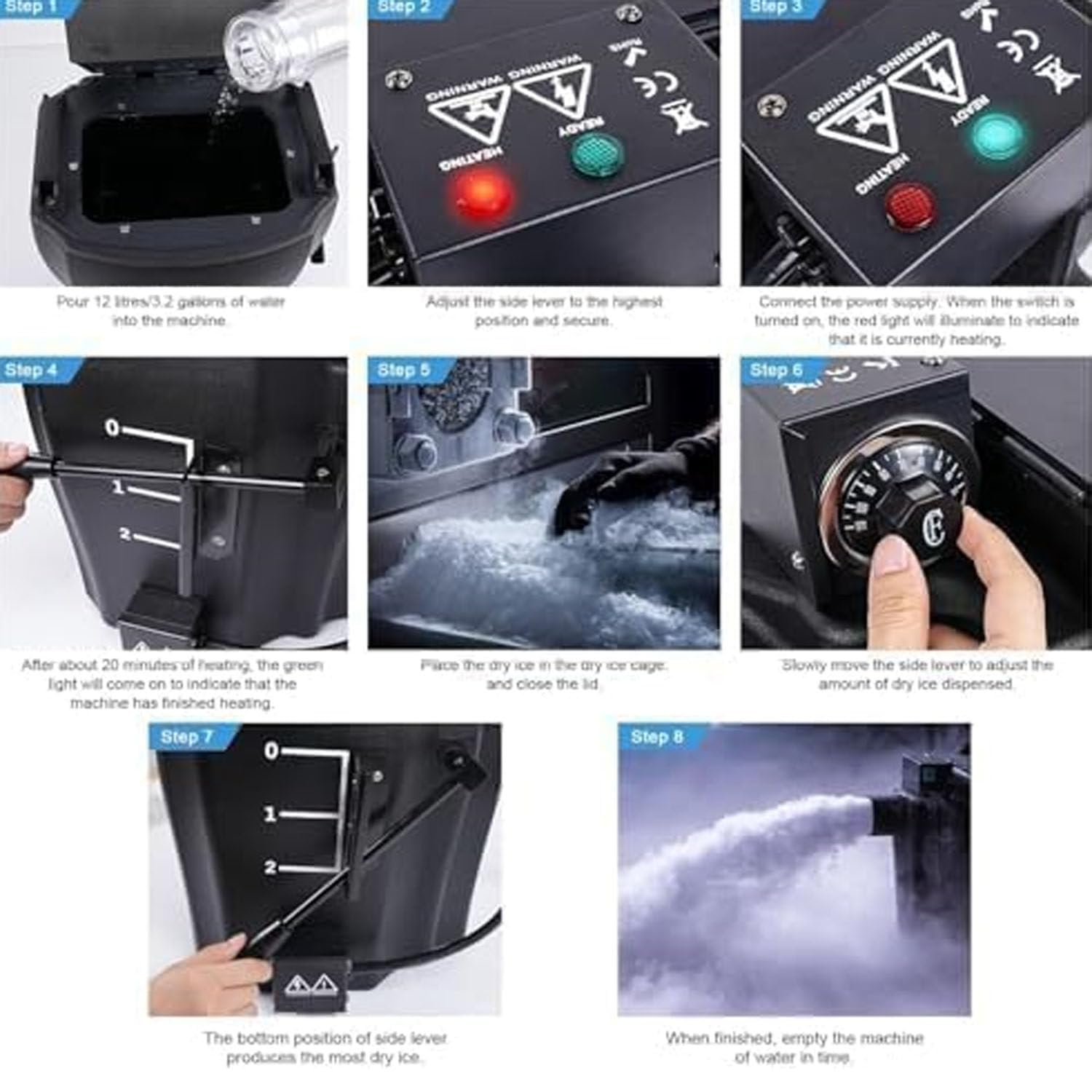 Macchina della nebbia bassa sdraiata 3500W - Generatore di fumo di effetto ghiaccio secco per la fase, matrimoni ed eventi all'interno/all'aperto