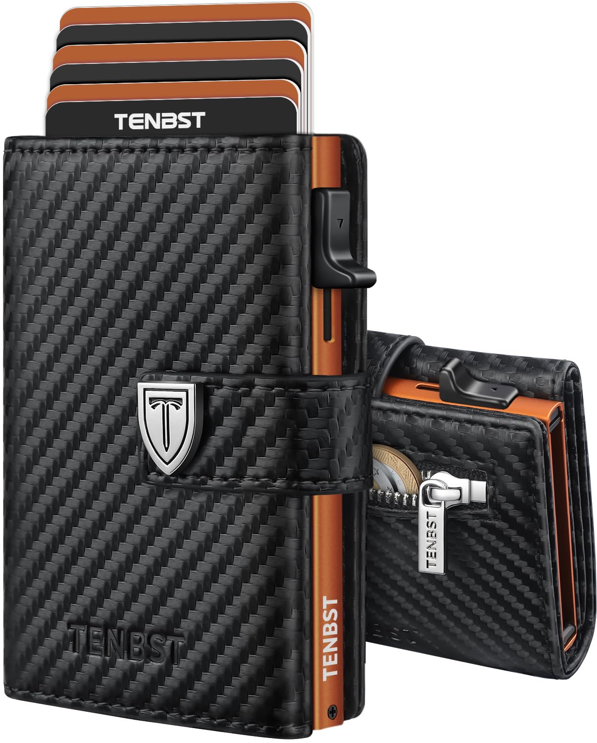 TENBST Portafoglio Uomo - Ultrasottile Pochette Uomo con Tasca Portamonete & Protezione RFID, Porta tessere piccolo premium, Porta carte di credito di lusso per 10 carte di credito, Regalo per il papà