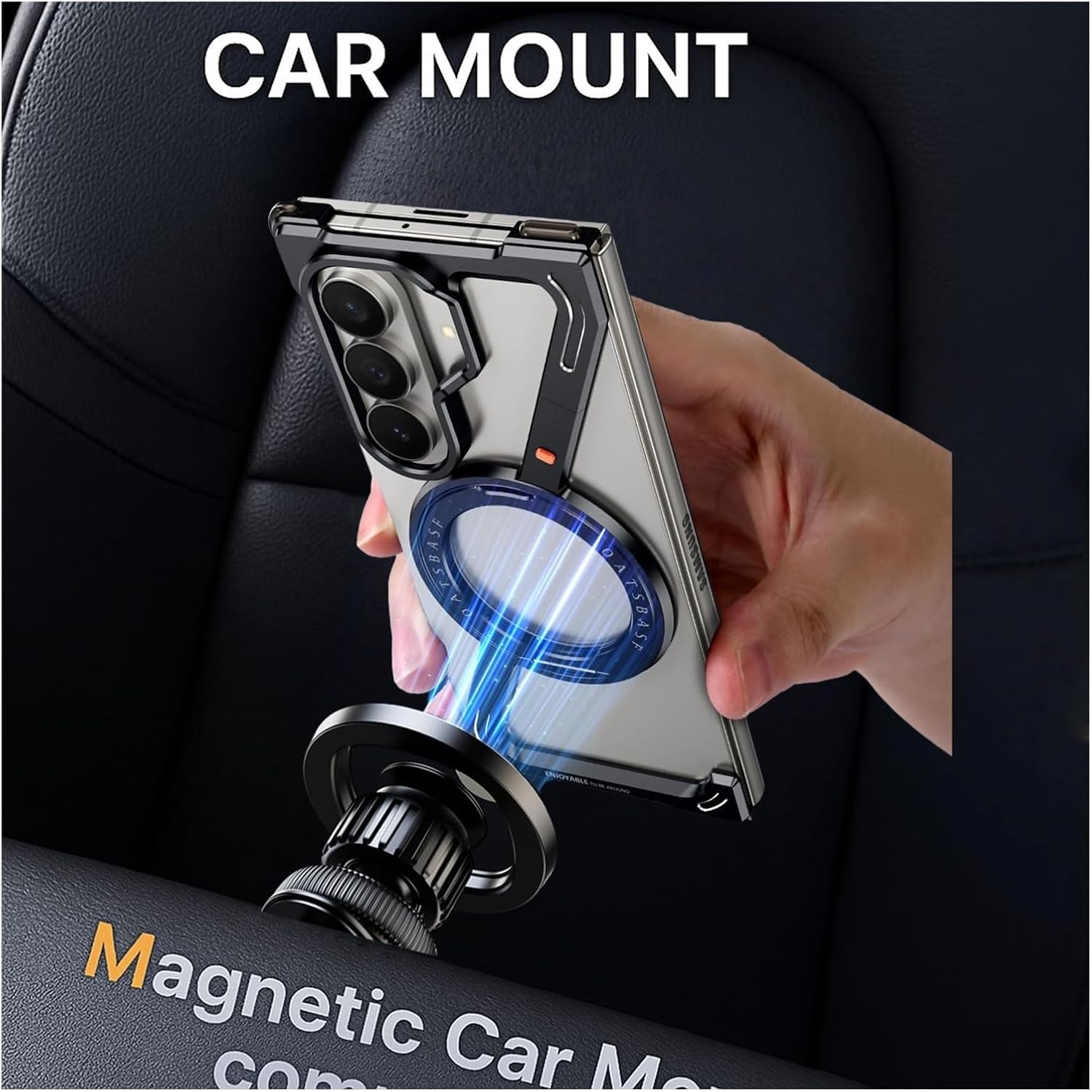 Case for Samsung Galaxy Z Fold 7, Frameless Aluminum Z-Design with 360° Rotatable Stand, Shockproof Corners, Compatible with MagSafe, Slim Minimalist Protective Cover(Blue)