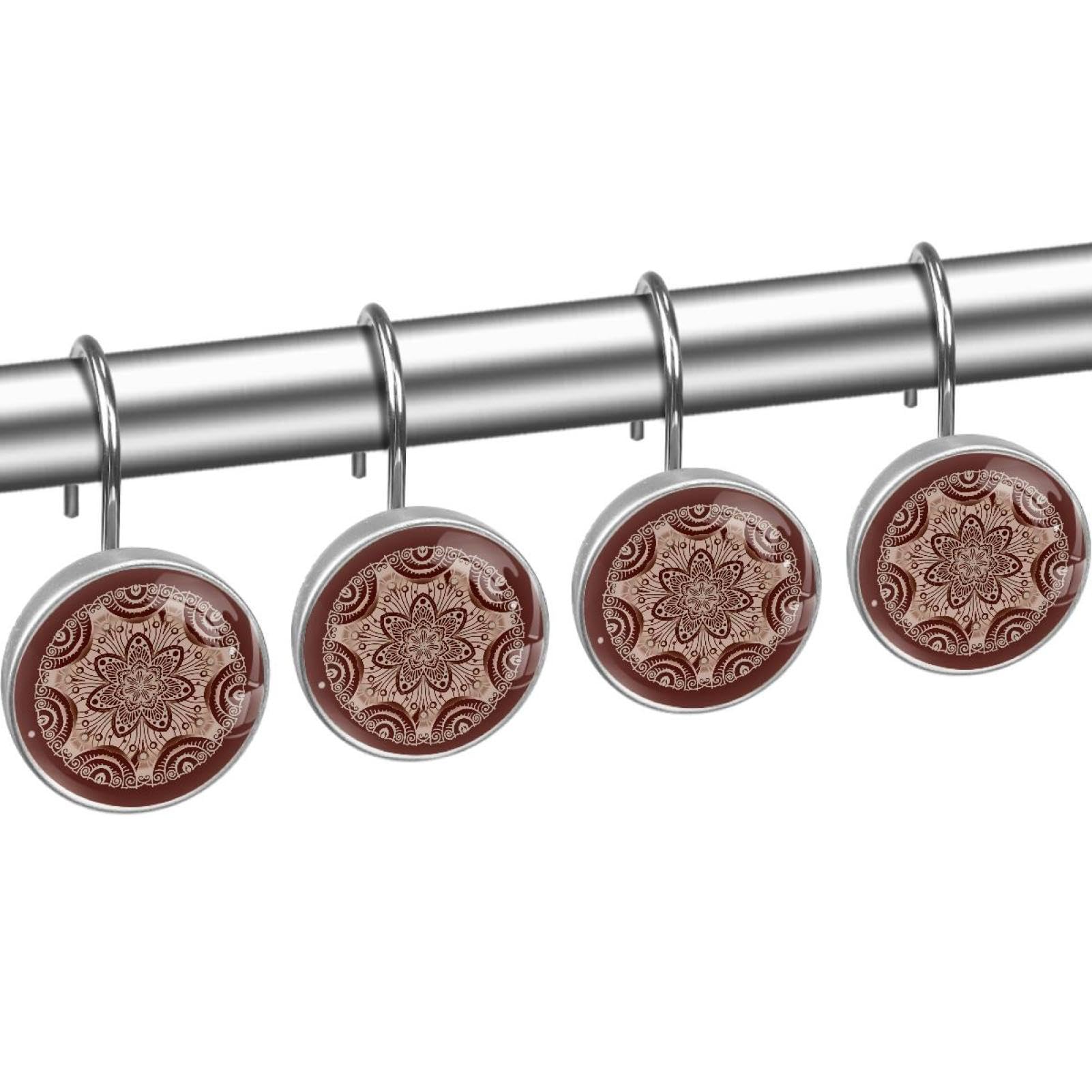 Confezione da 12 eleganti ganci per tenda da doccia in vetro resina e acciaio inox, design rotondo, accessori per tende resistenti e funzionali per la decorazione