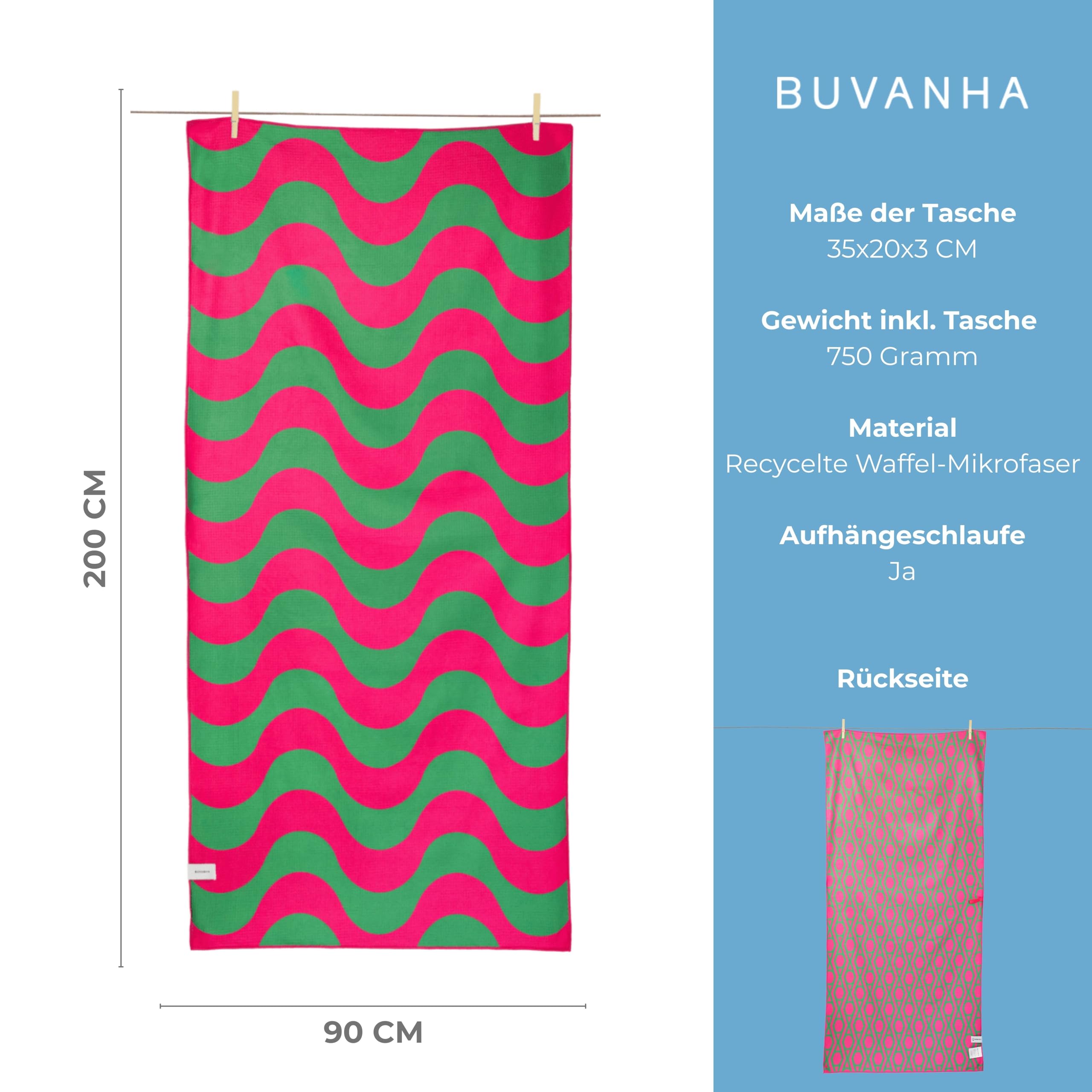 Reisehandtuch Schnelltrocknend & Kompakt 200x90 cm - Mikrofaserhandtuch mit Beutel - Sandfreies Strandtuch aus recyceltem Plastik - Curaçao 02
