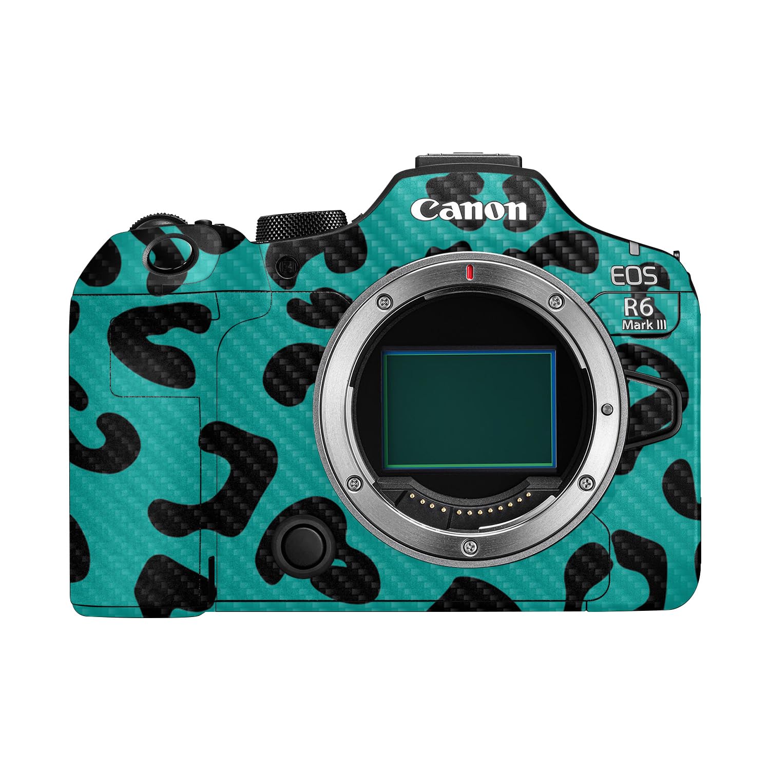 Carbon Fiber Camera Skin Compatible with Canon EOS R6 Mark III (2025) - Teal Leopard - Premium 3M Vinyl Protective Wrap Decal Cover - Easy to Apply | Crafted in the USA by MightySkins